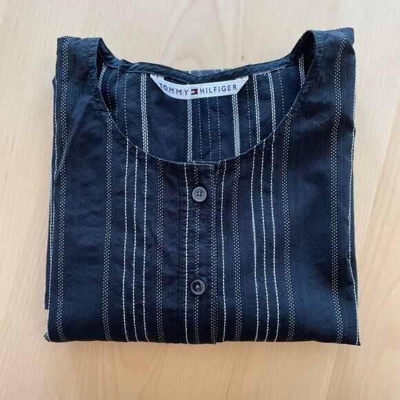 Tommy Hilfiger - 100% Cotton Black Blouse With Stripes - Picture 1 of 11